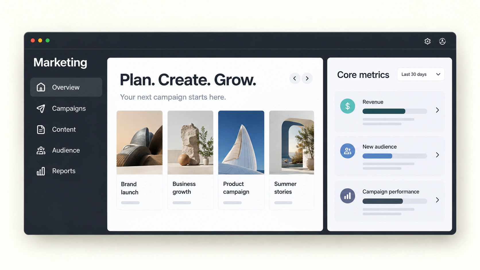 Digital Marketing & Growth interface concept